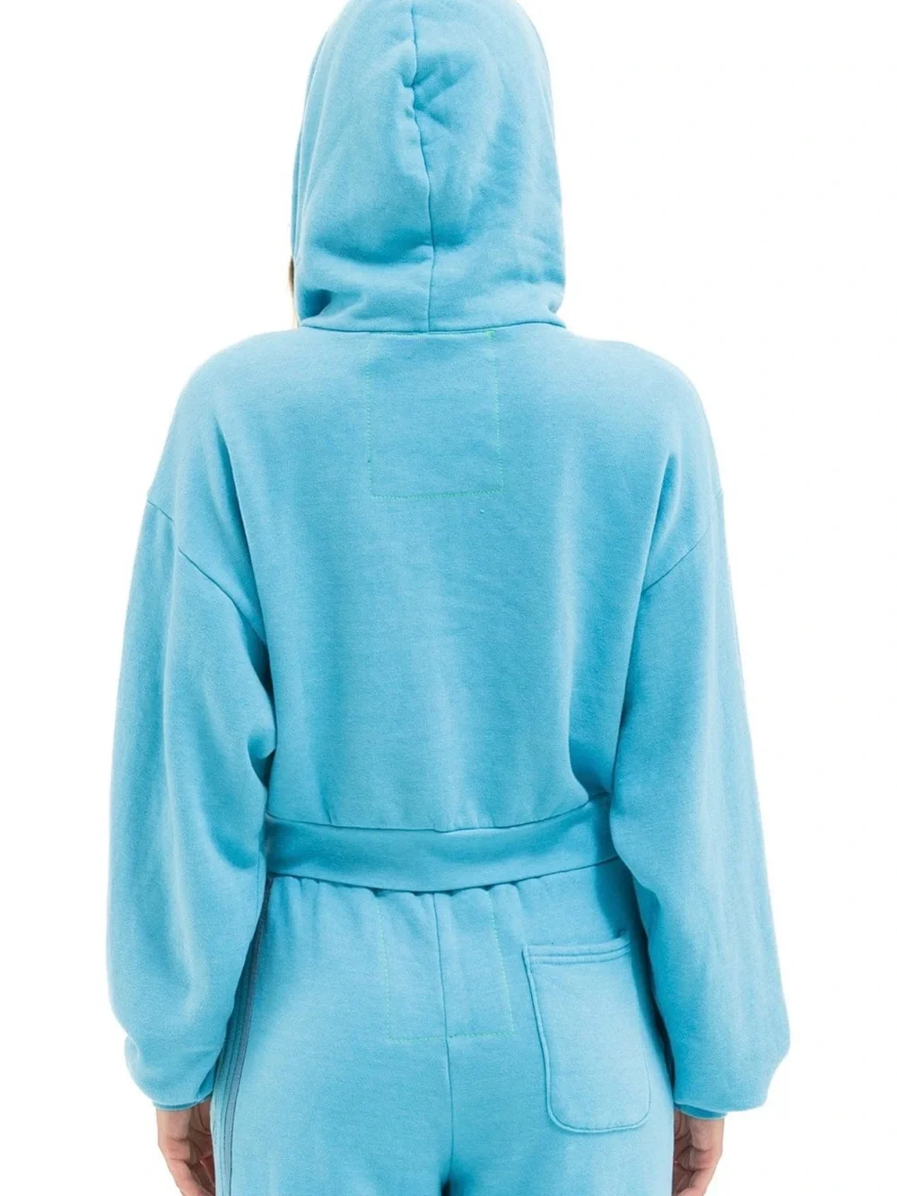 Aviator Nation 5 Stripe Cropped Full-zip Hoodie in Aqua - NWT - Picture 3 of 5